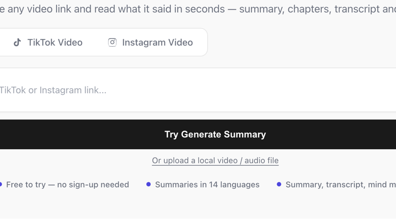 SummarizeVideoToText preview