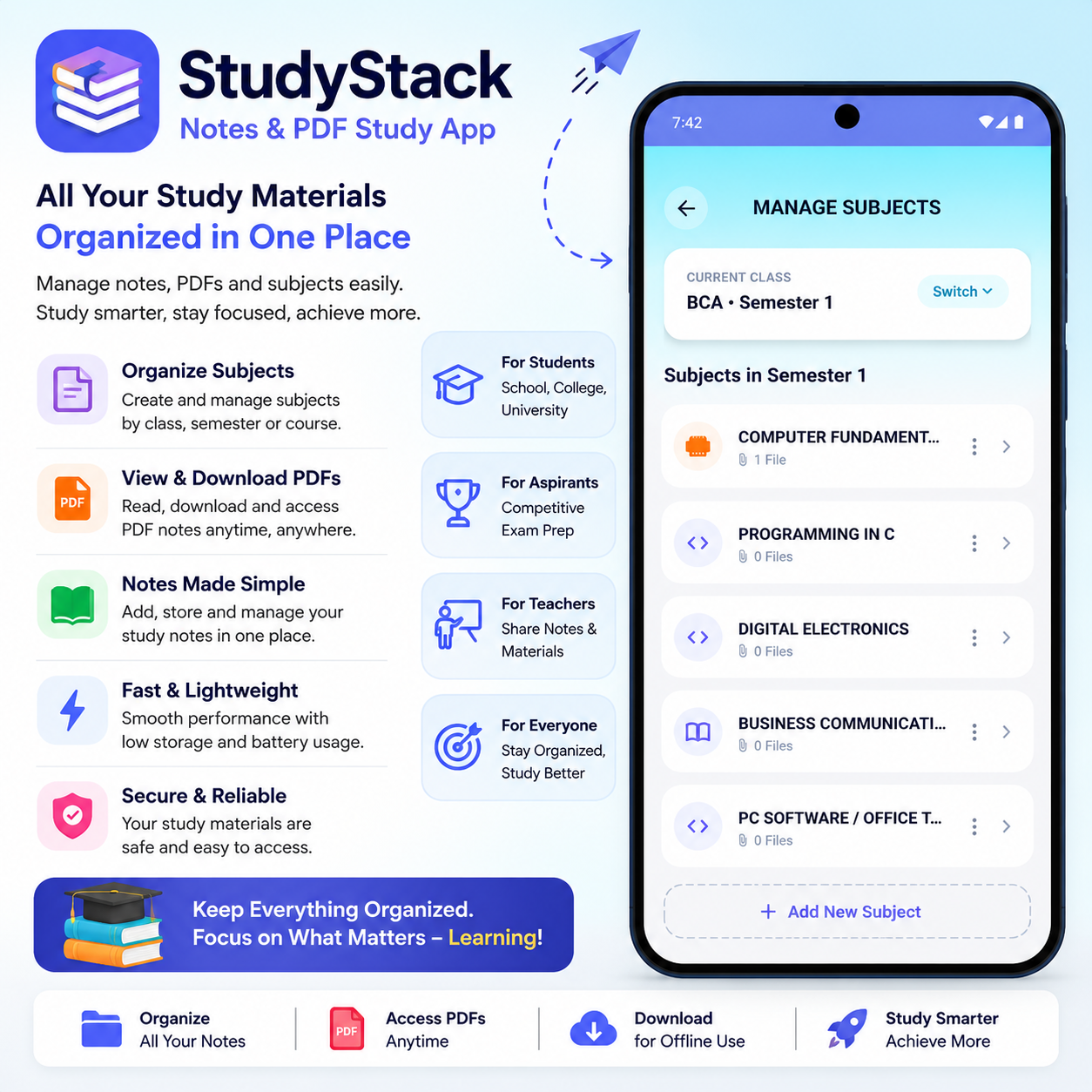 study stack - collage book and pdf management app preview