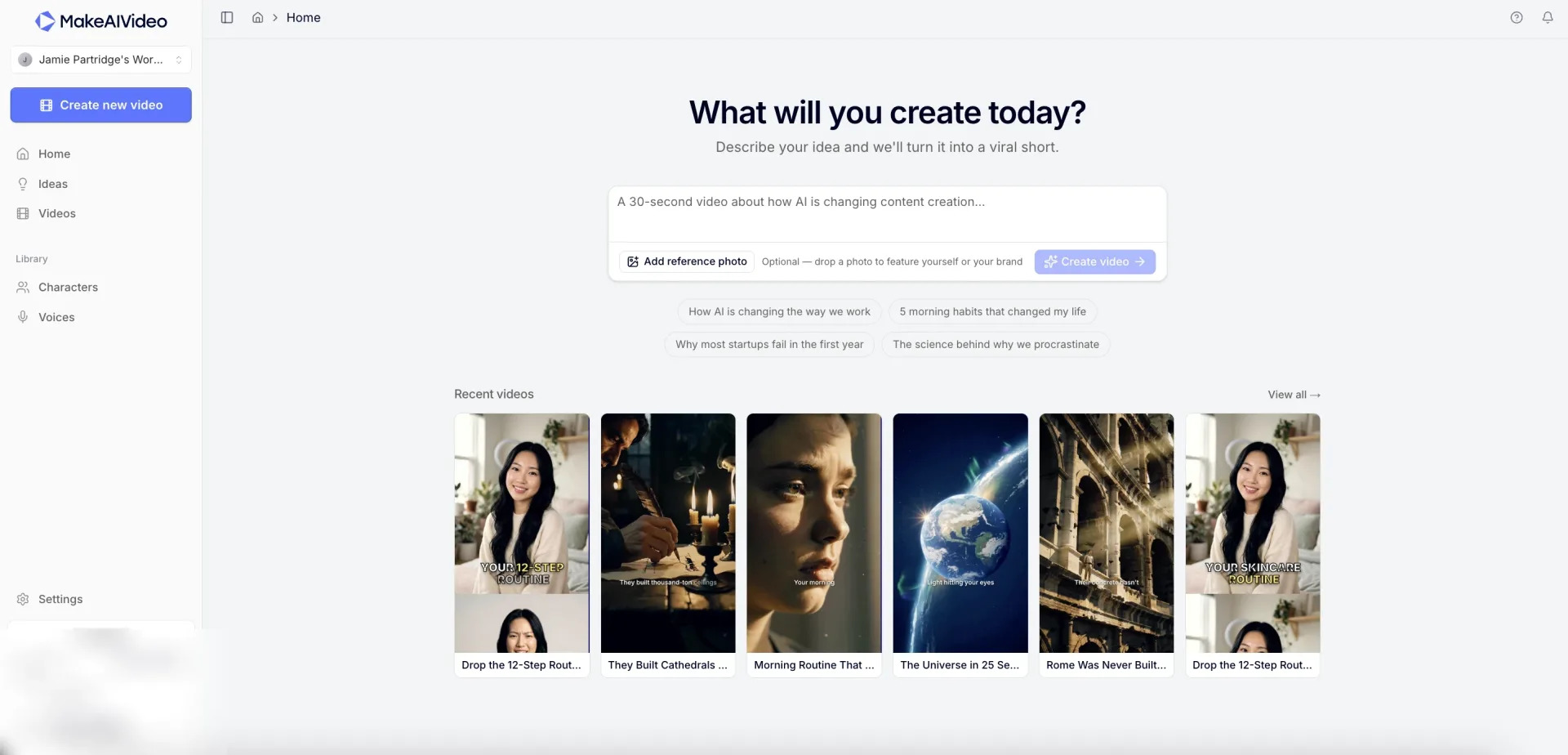 MakeAIVideo website preview