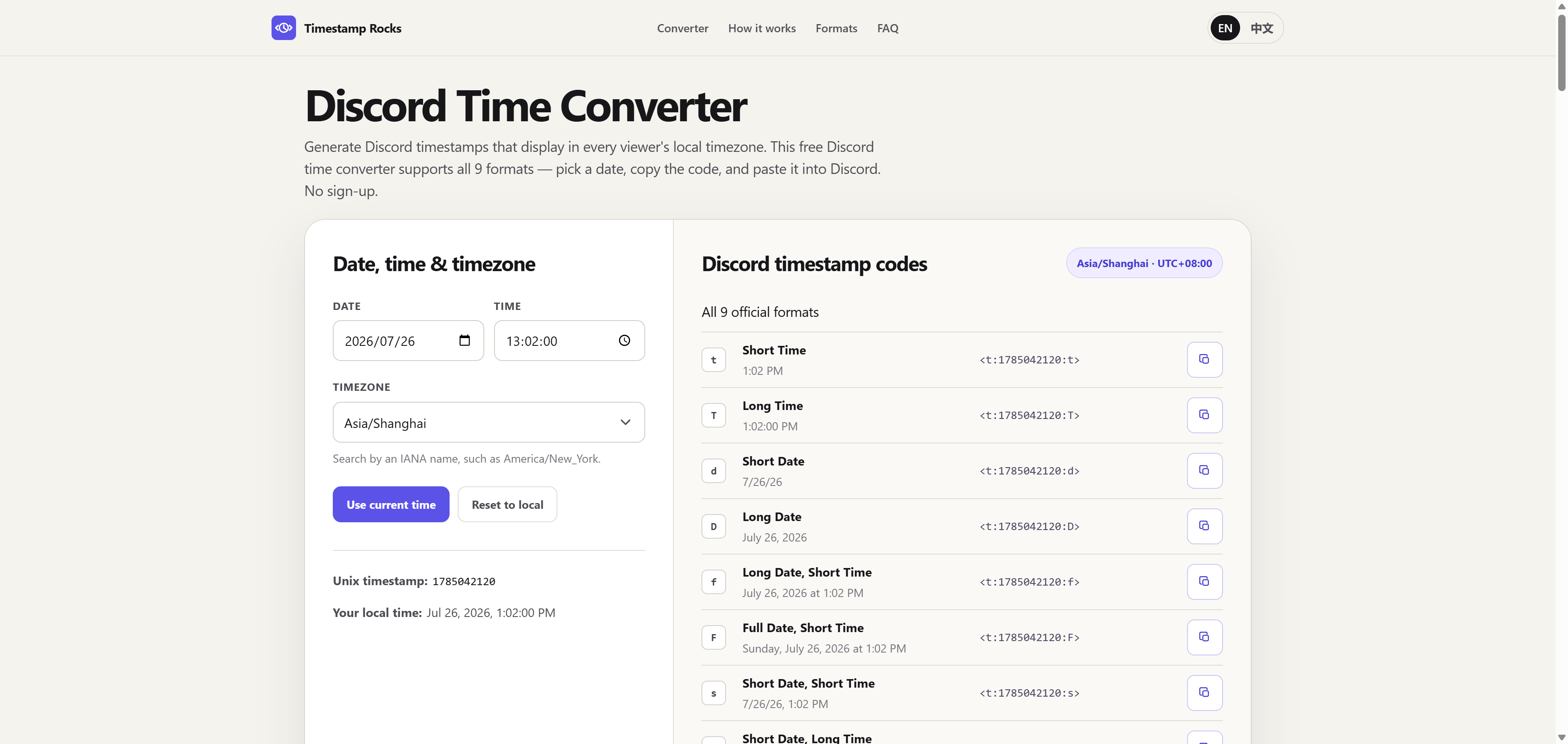 Timestamp Rocks preview