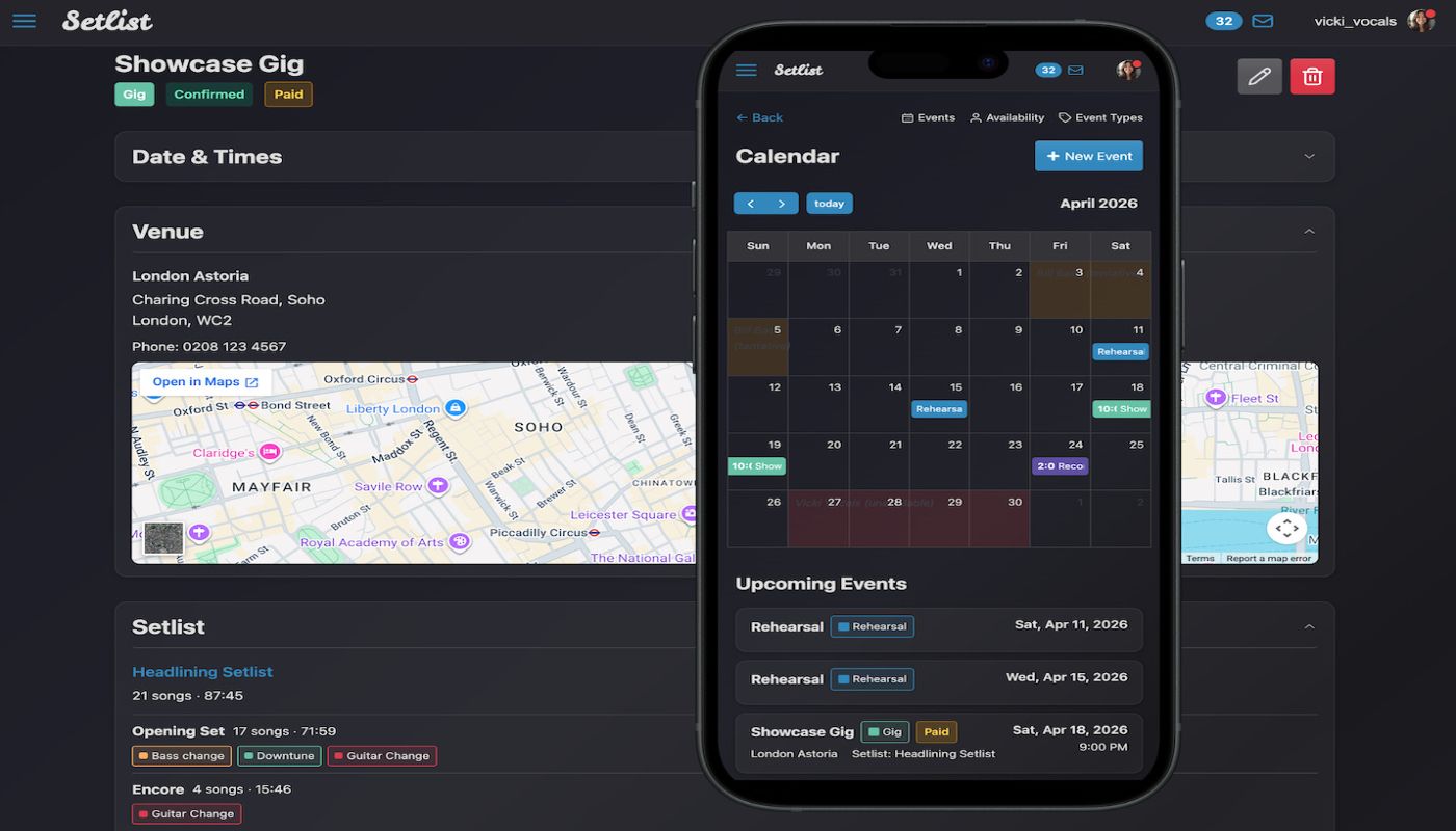Setlist screenshot 1