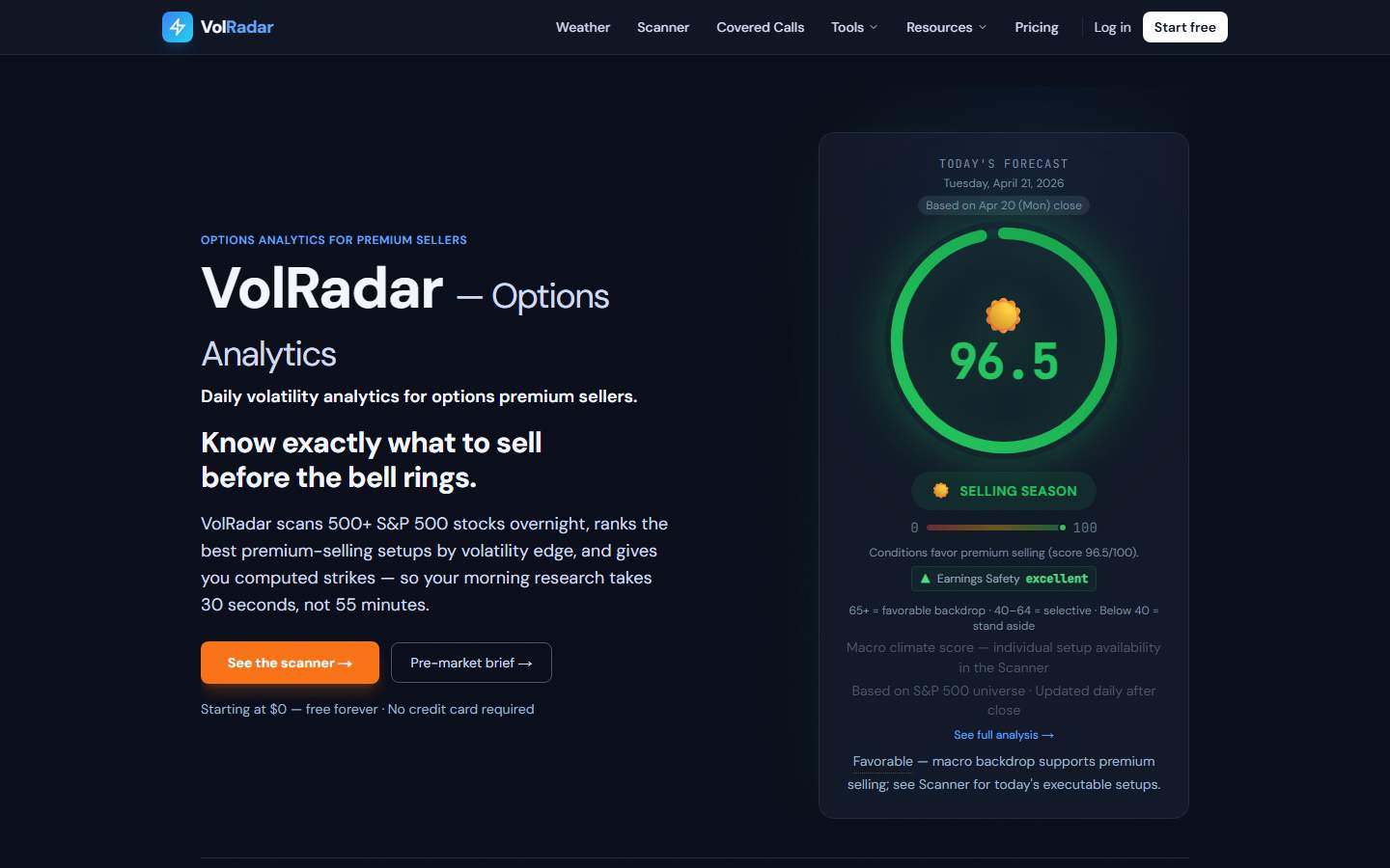 VolRadar website preview