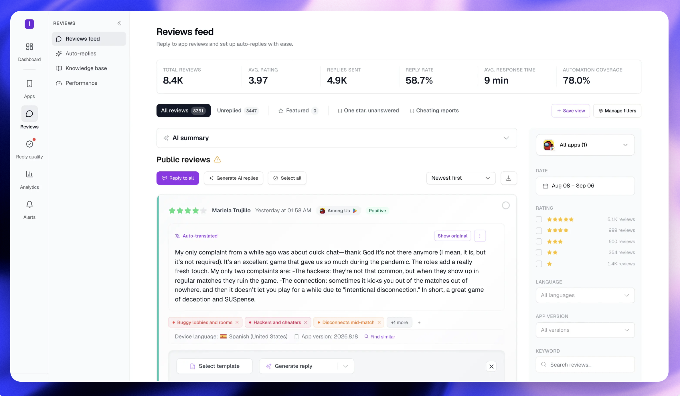 AppReply preview