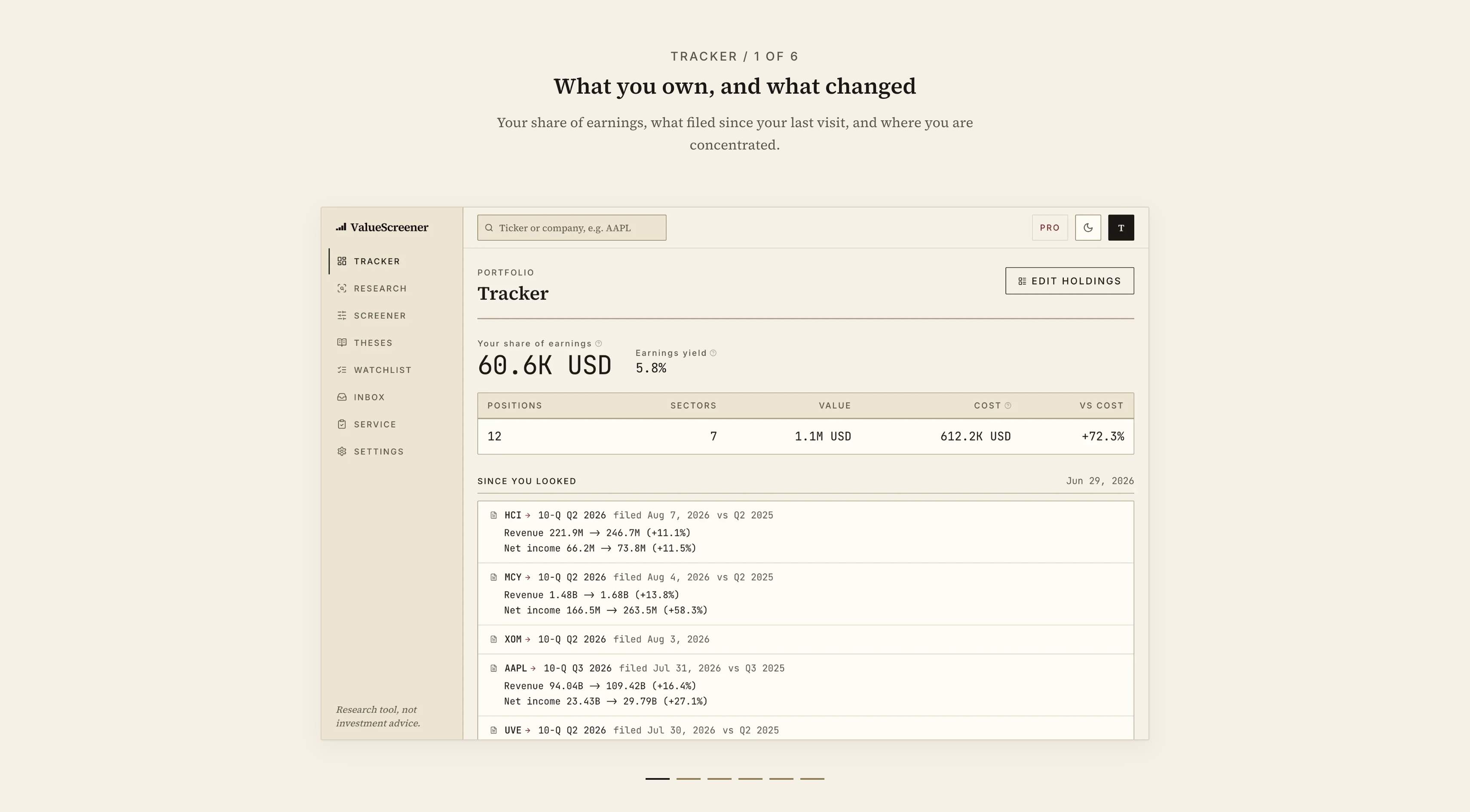 ValueScreener preview