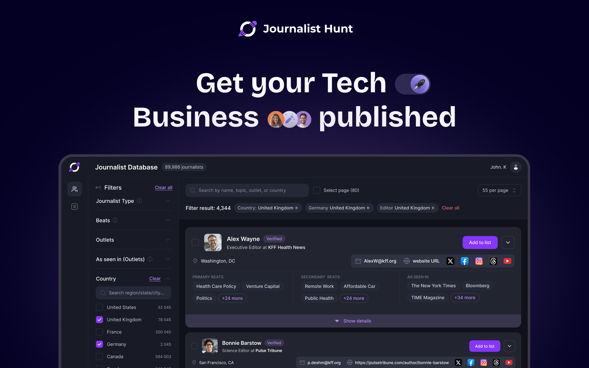 Journalist Hunt website preview