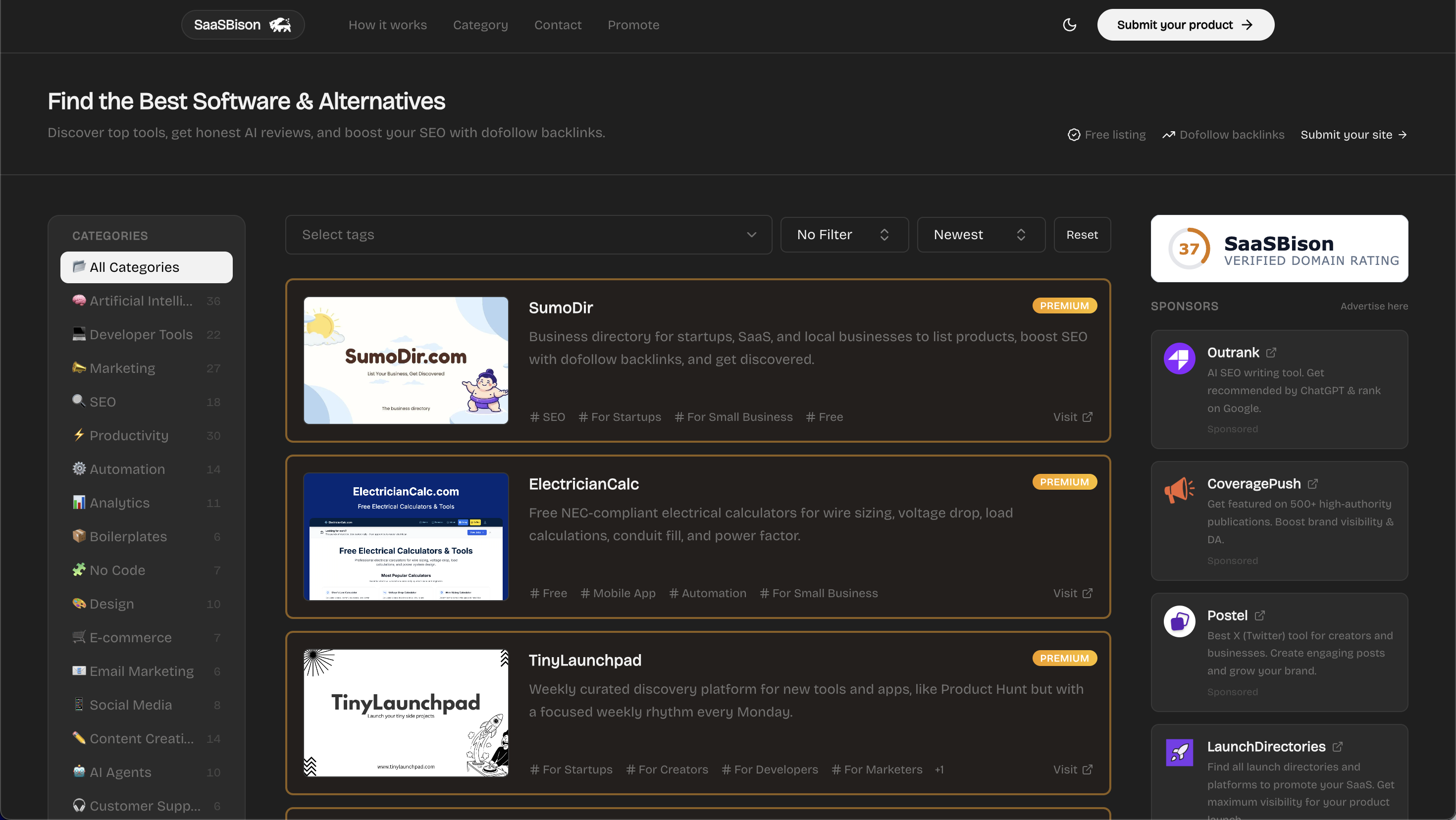 SaaSBison website preview