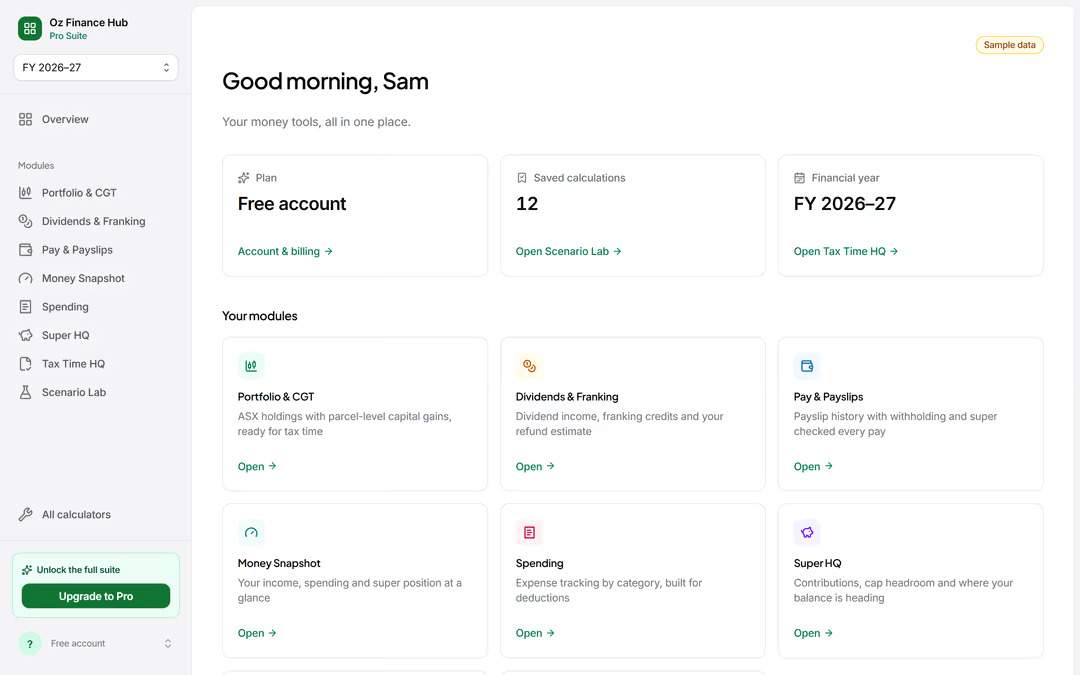 Oz Finance Hub preview