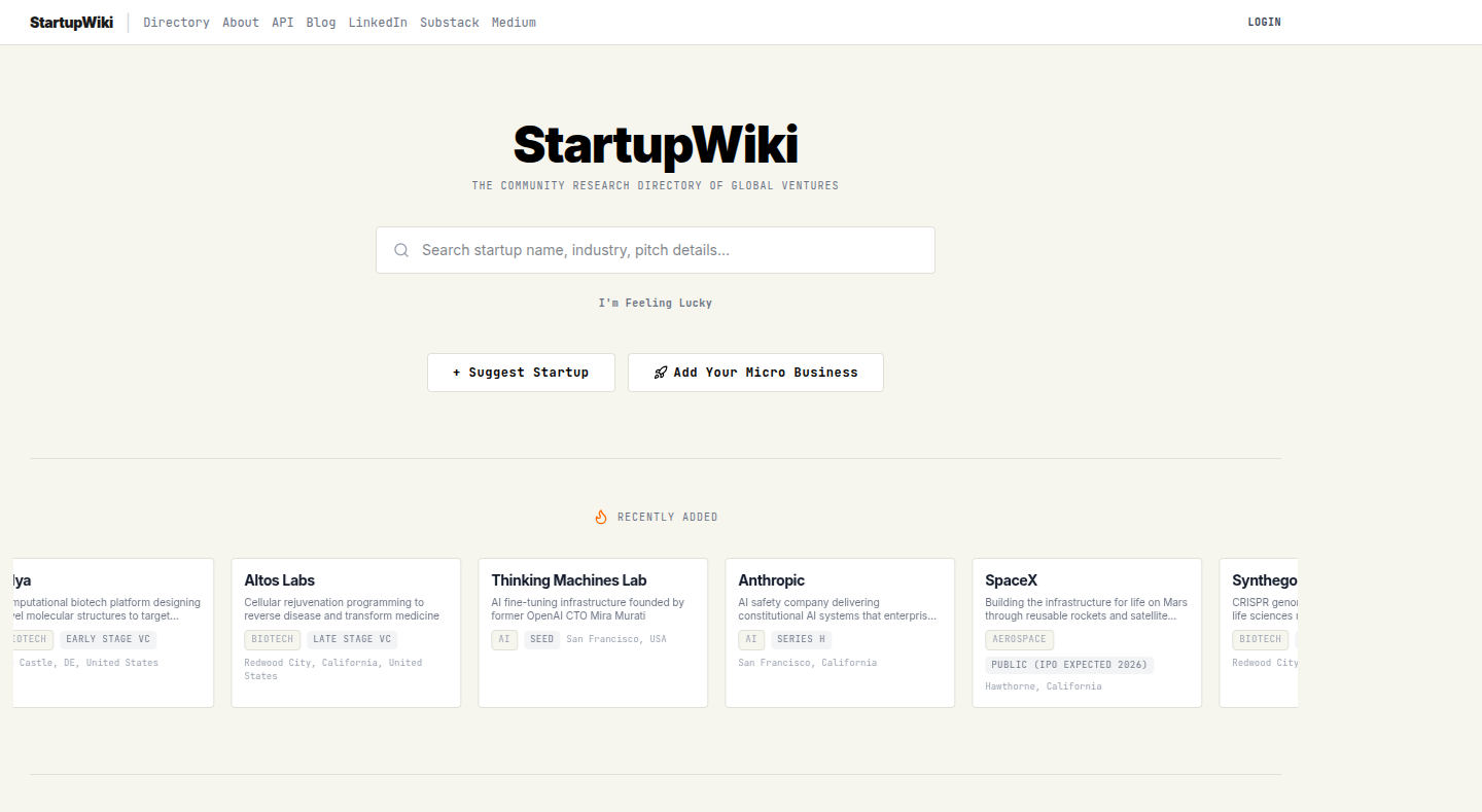 StartupWiki preview