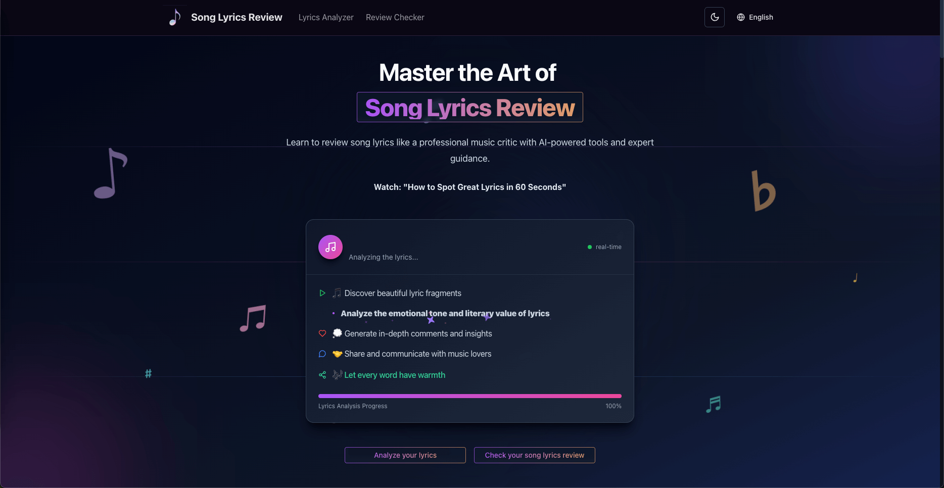 Song Lyrics Review - AI-Powered Analysis & Review Tools screenshot 1