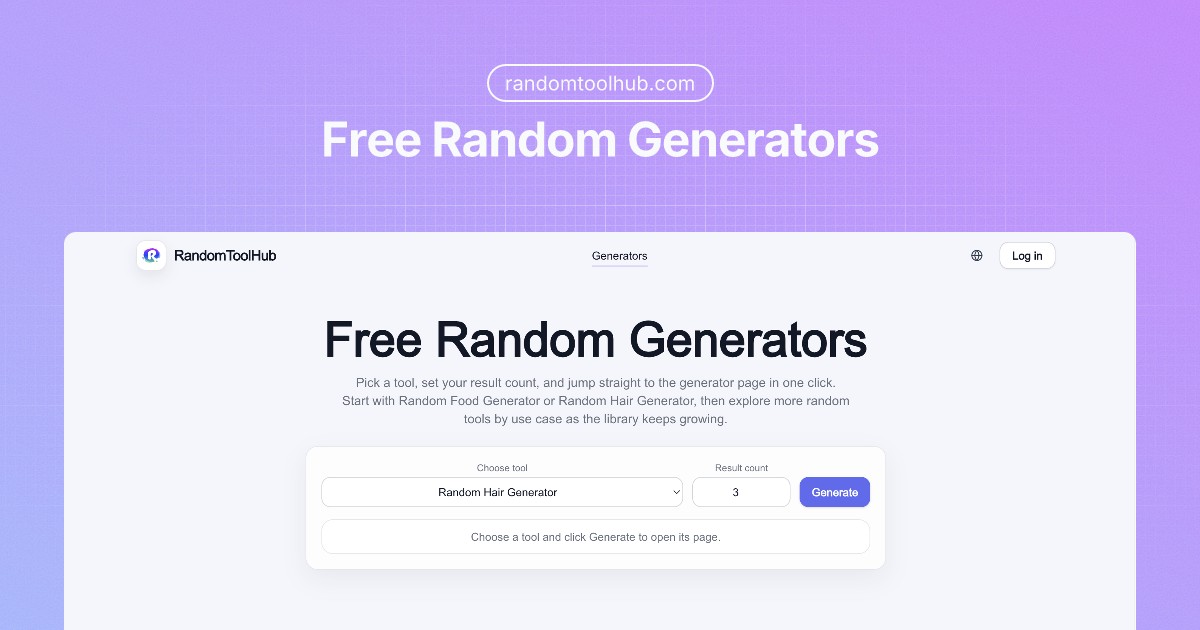 RandomToolHub | Free Random Generator Hub for State, Object, Question, Date, and More screenshot 1