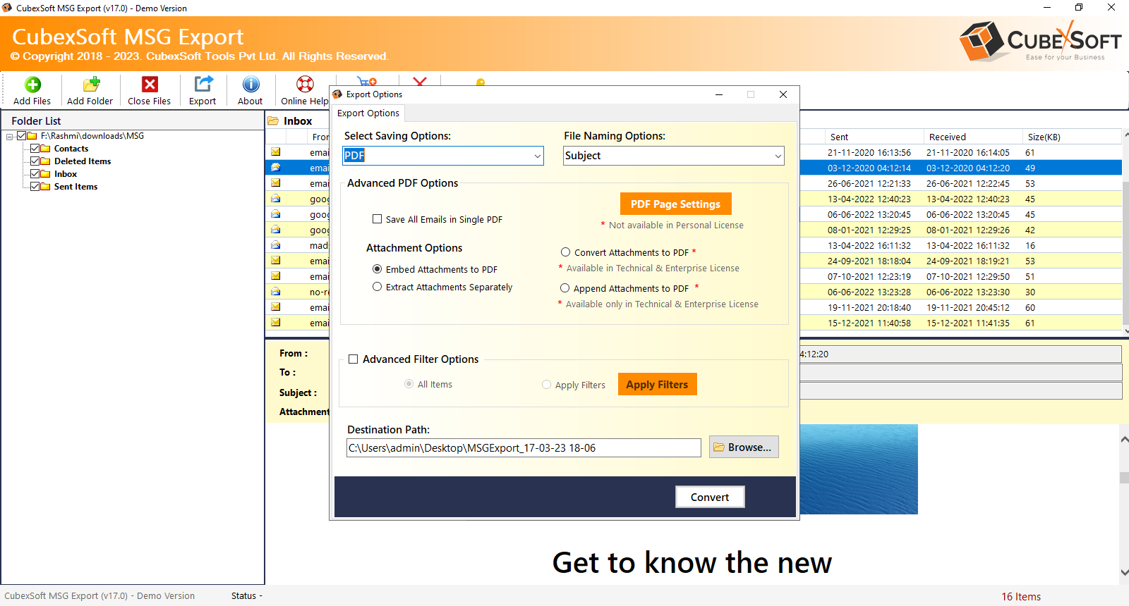 CubexSoft MSG to PDF Converter preview