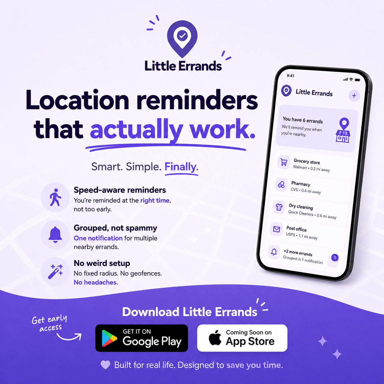 Little Errands | Location-based reminders for errands nearby website preview