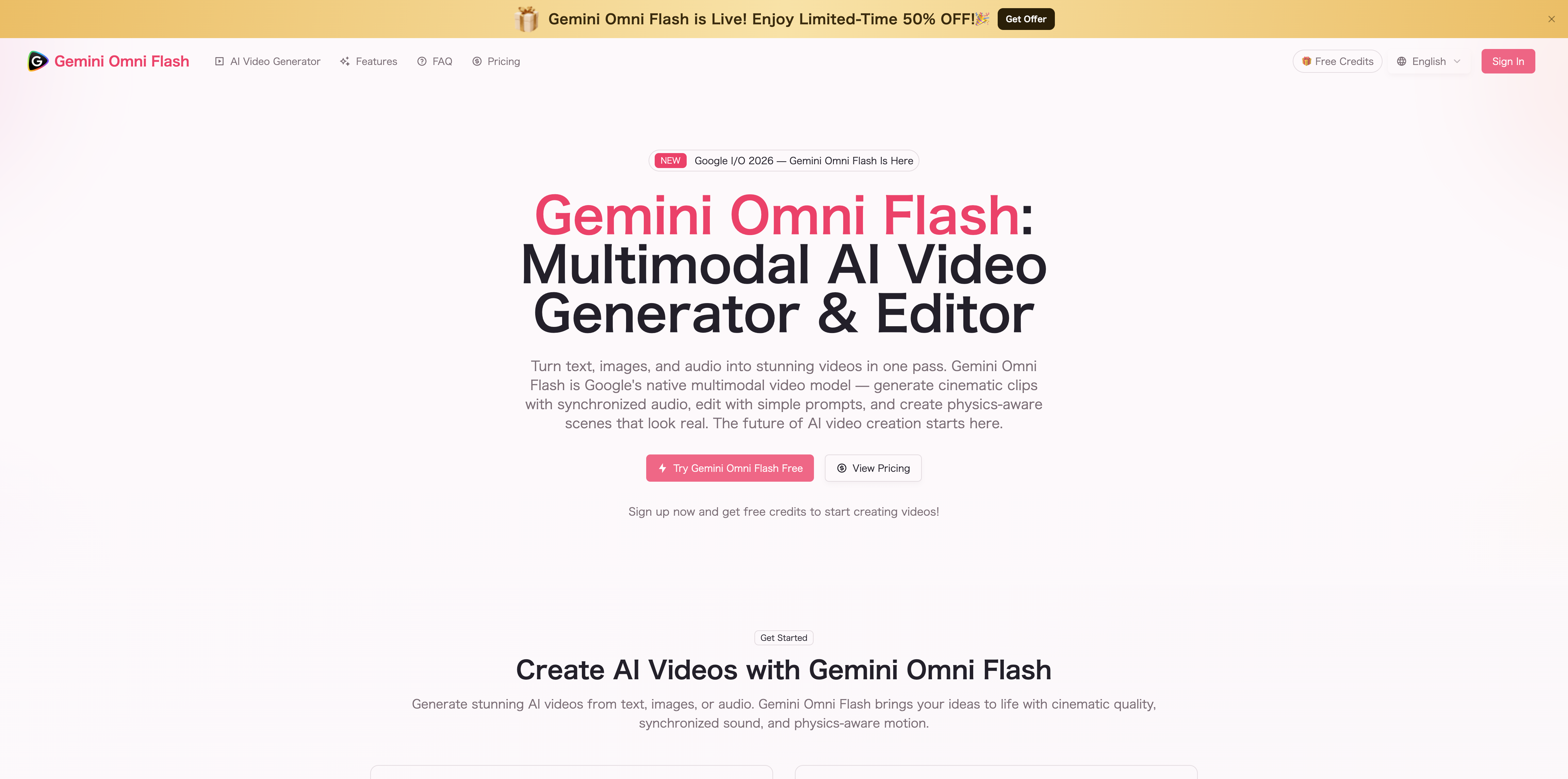 Gemini Omni Flash Video Generator | Multimodal AI Video Editor website preview