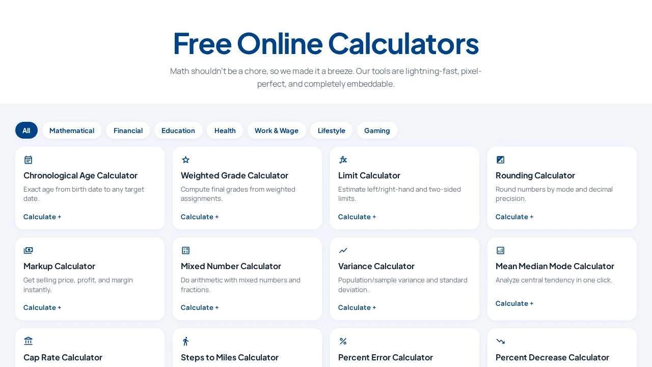 EasyCalc website preview