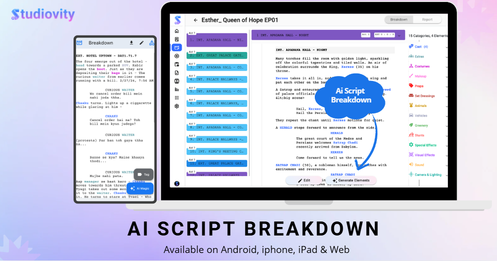 AI Script Breakdown Software | Studiovity website preview