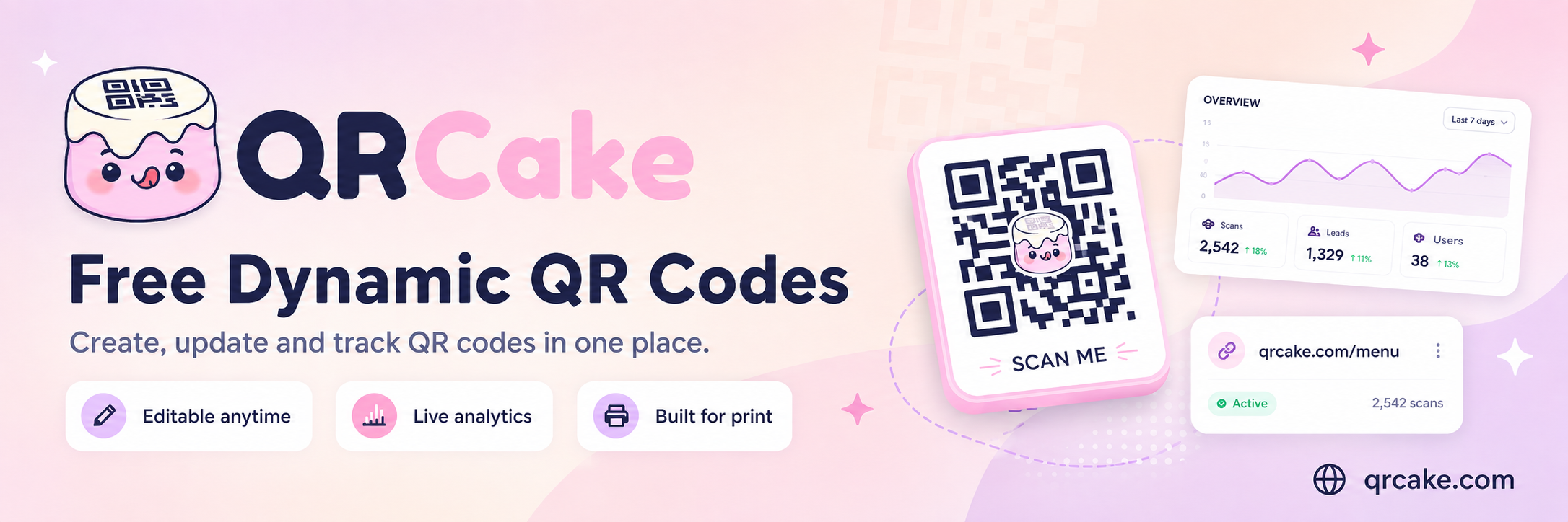 QR Cake - Free Dynamic, Changeable QR Code Generator preview