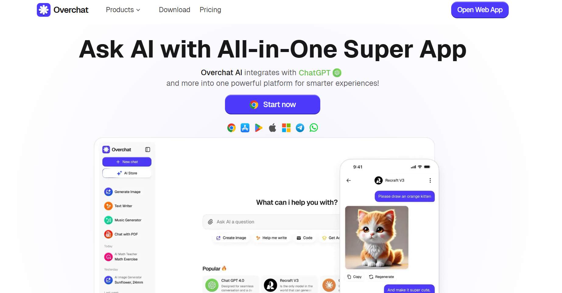 Overchat AI website preview