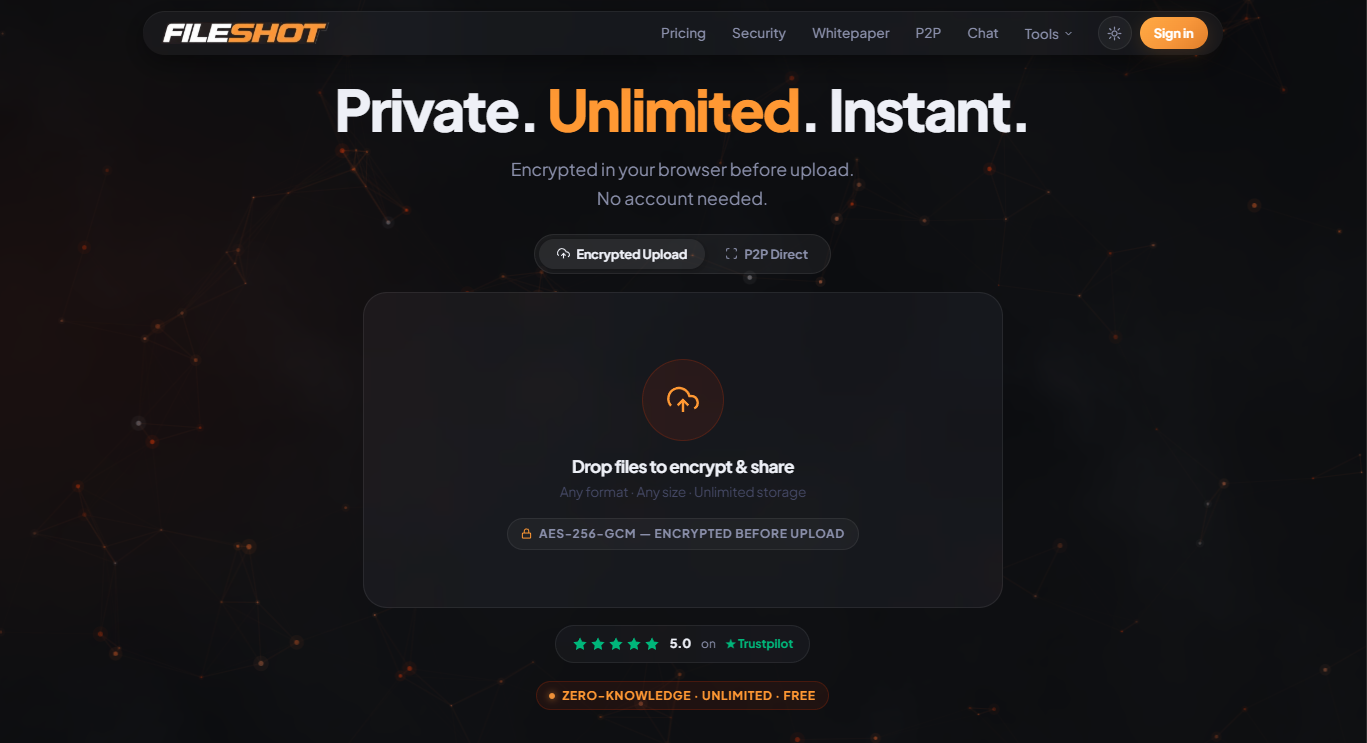 FileShot.io - Fast, Private File Sharing with Zero-Knowledge Encryption preview