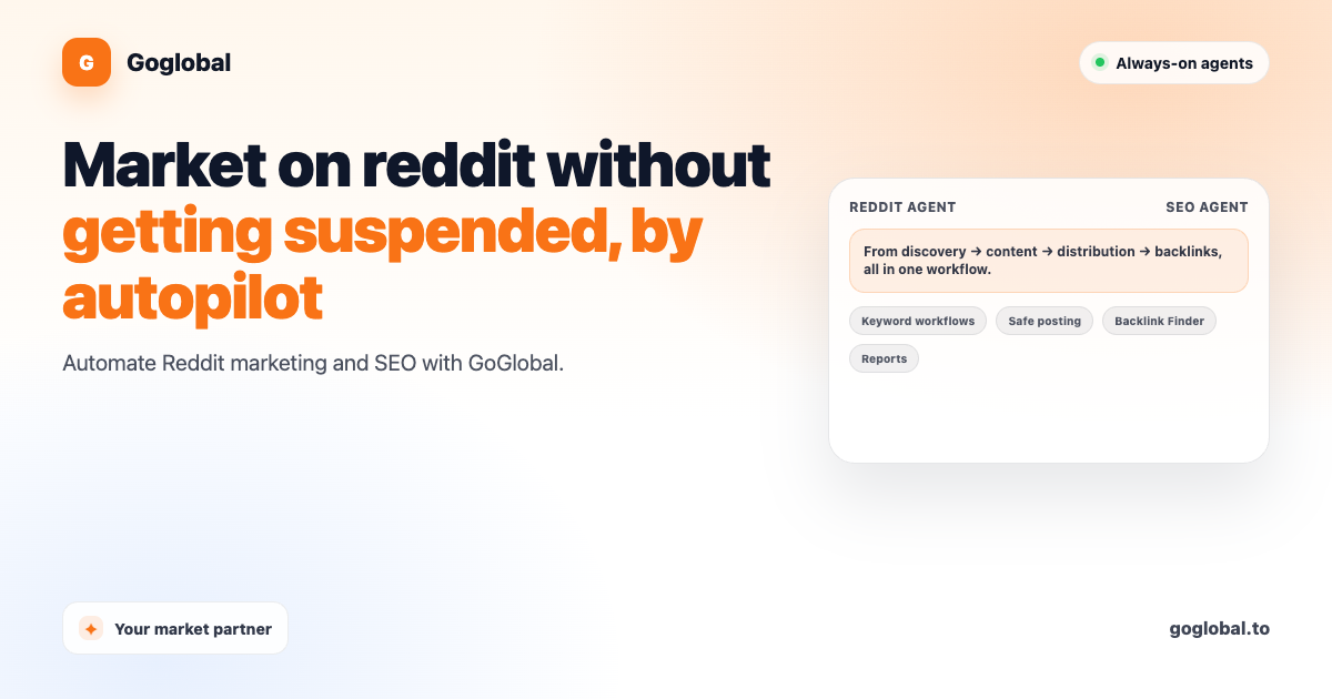 Goglobal: Reddit Marketing Automation and SEO Workflow Software website preview