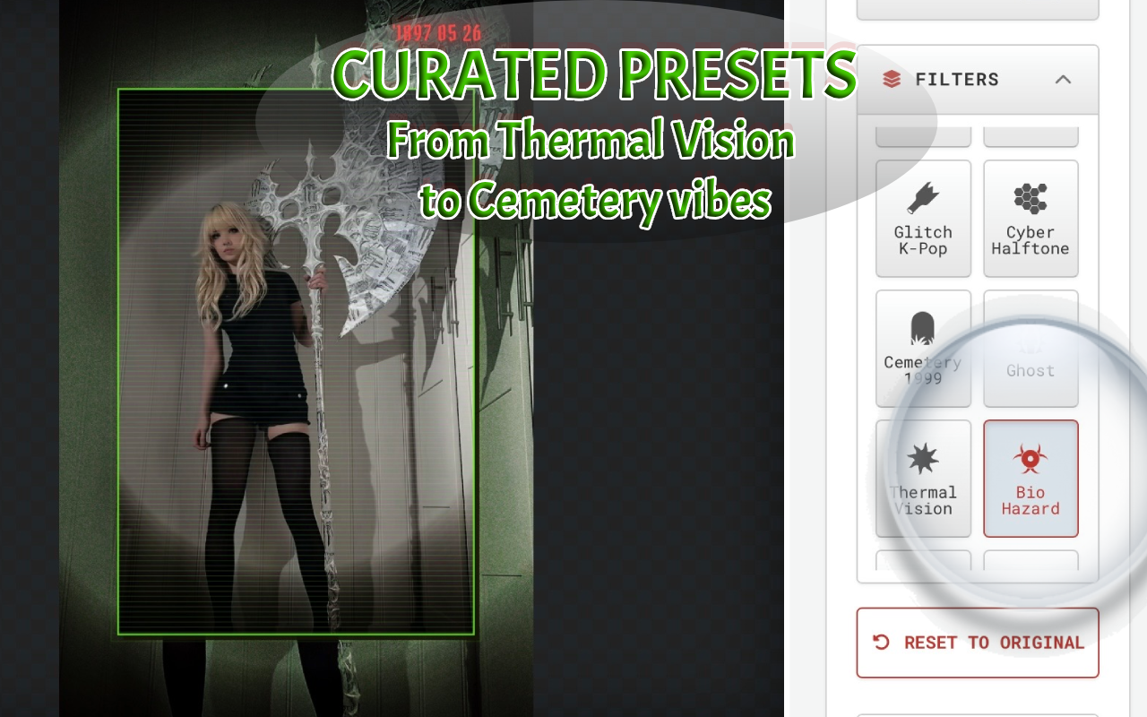 RawVamp: Dark Aesthetic Photo Editor, Grunge & Y2K PFP Maker website preview