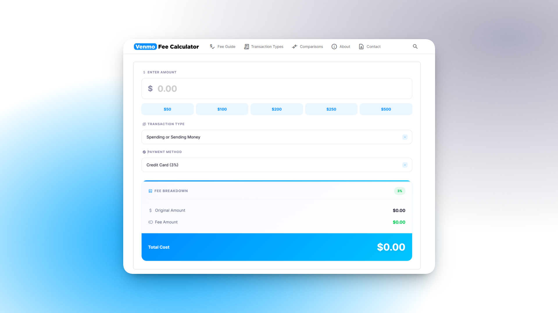 Venmo Fee Calculator preview