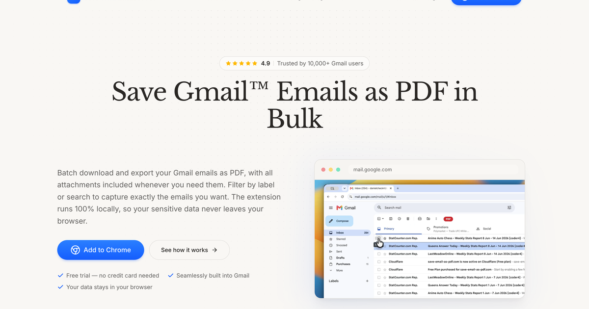 Save Email as PDF screenshot 1