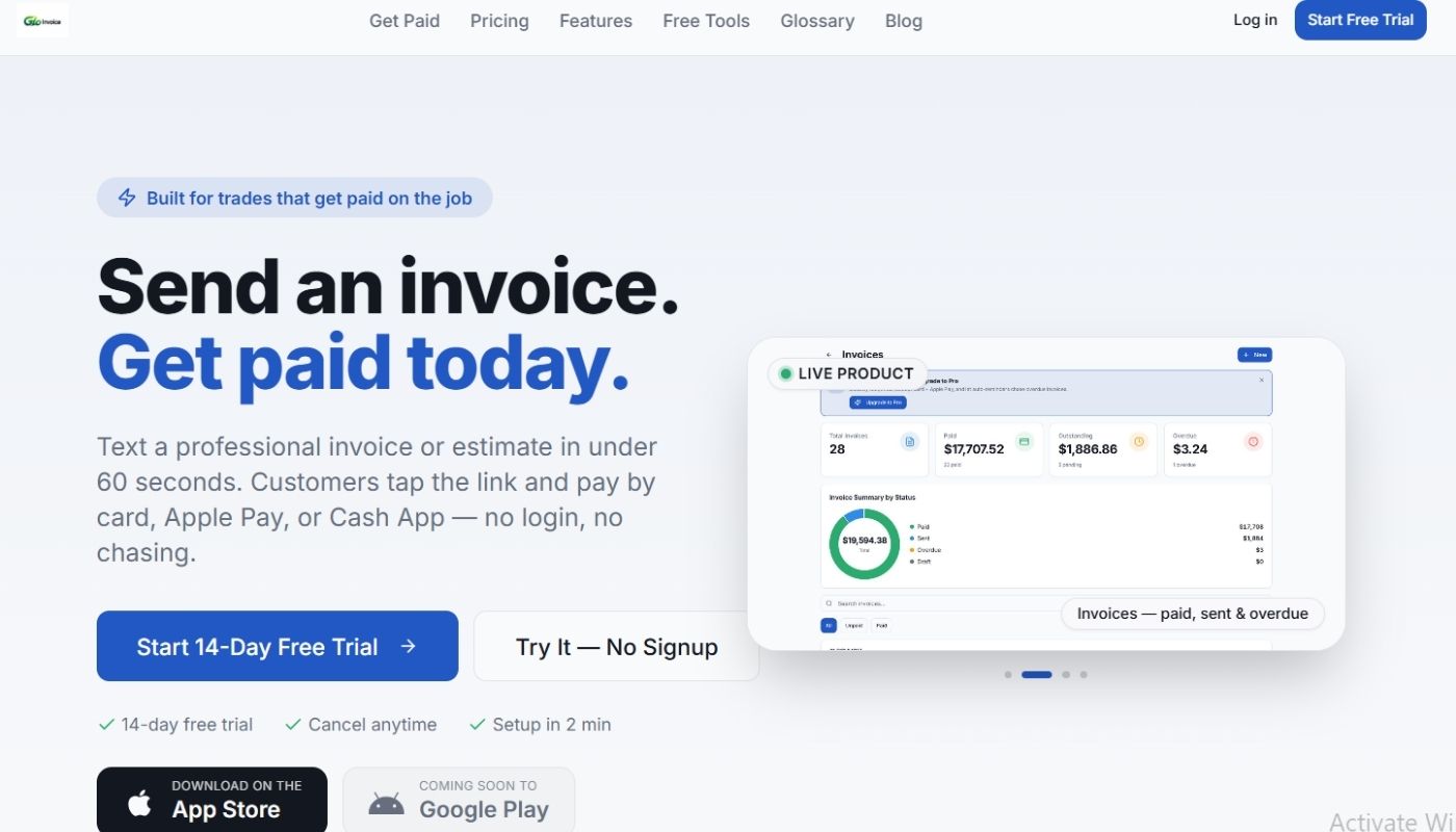 Glo Invoice preview