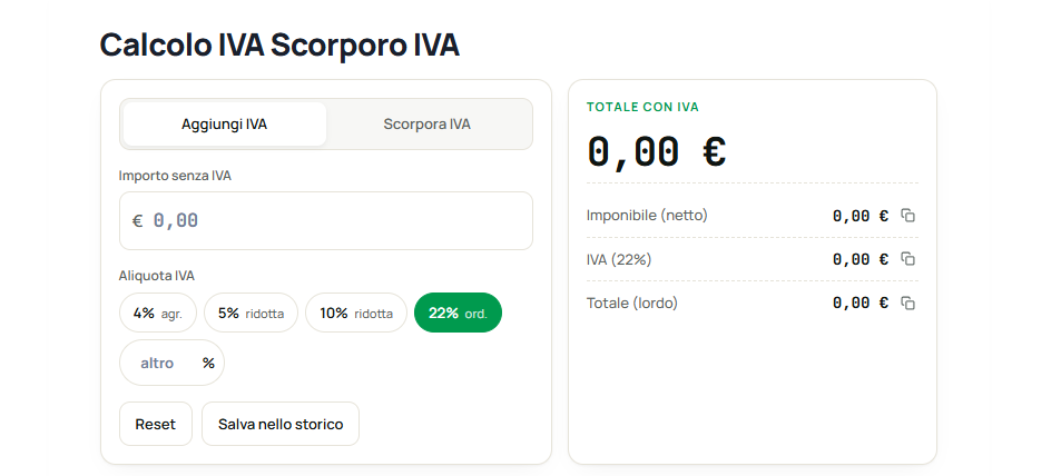 the calcolo  iva preview