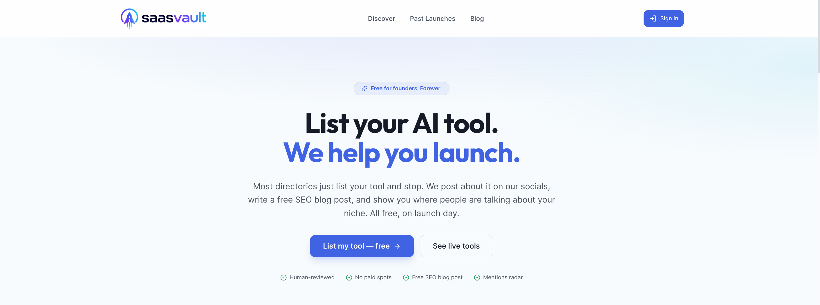 SaaSVault — Free AI Tool Directory preview