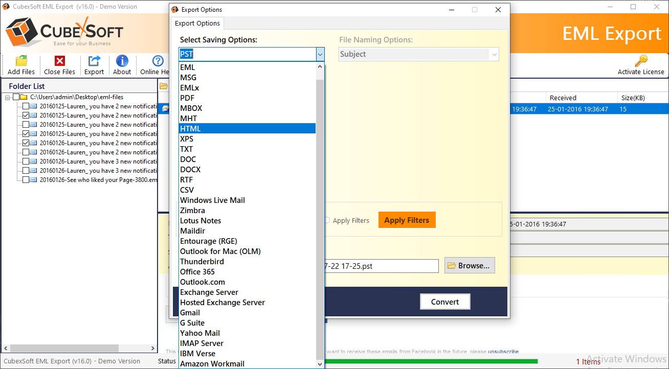 EML Converter by CubexSoft Tools preview