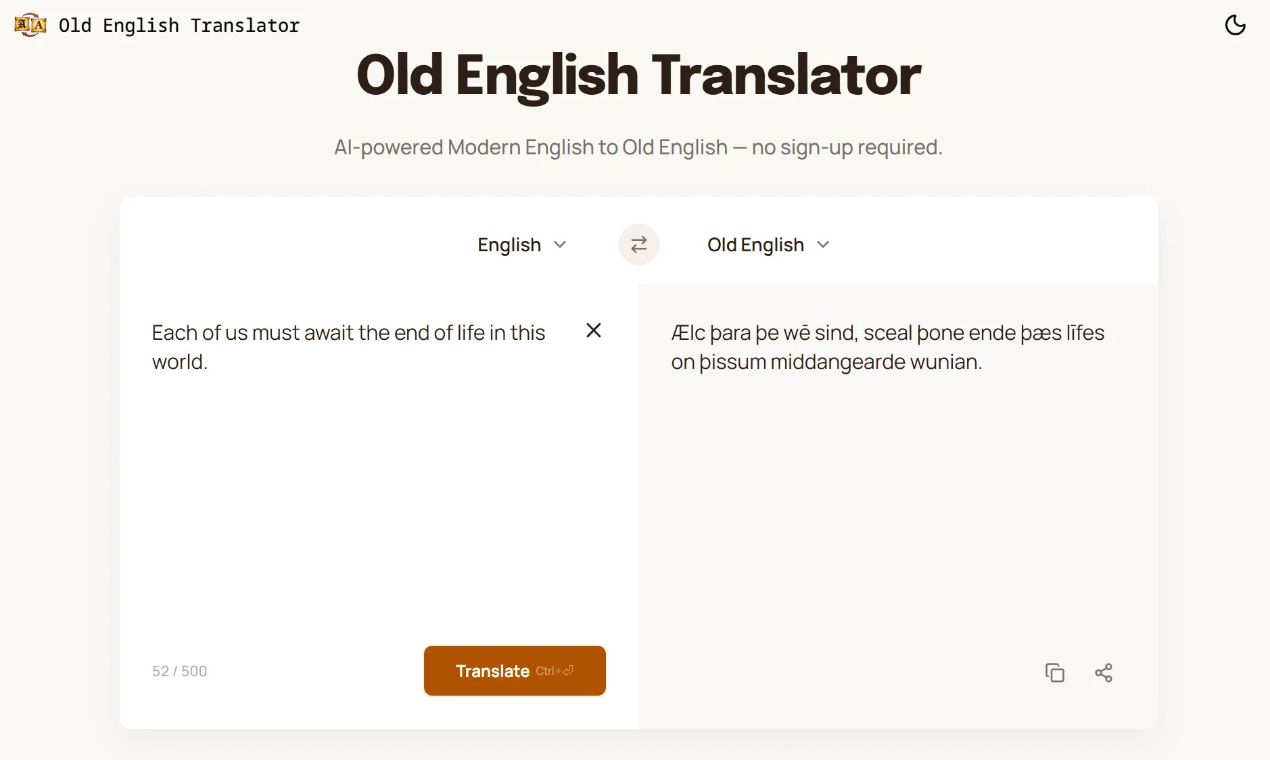 Old English Translator screenshot 1
