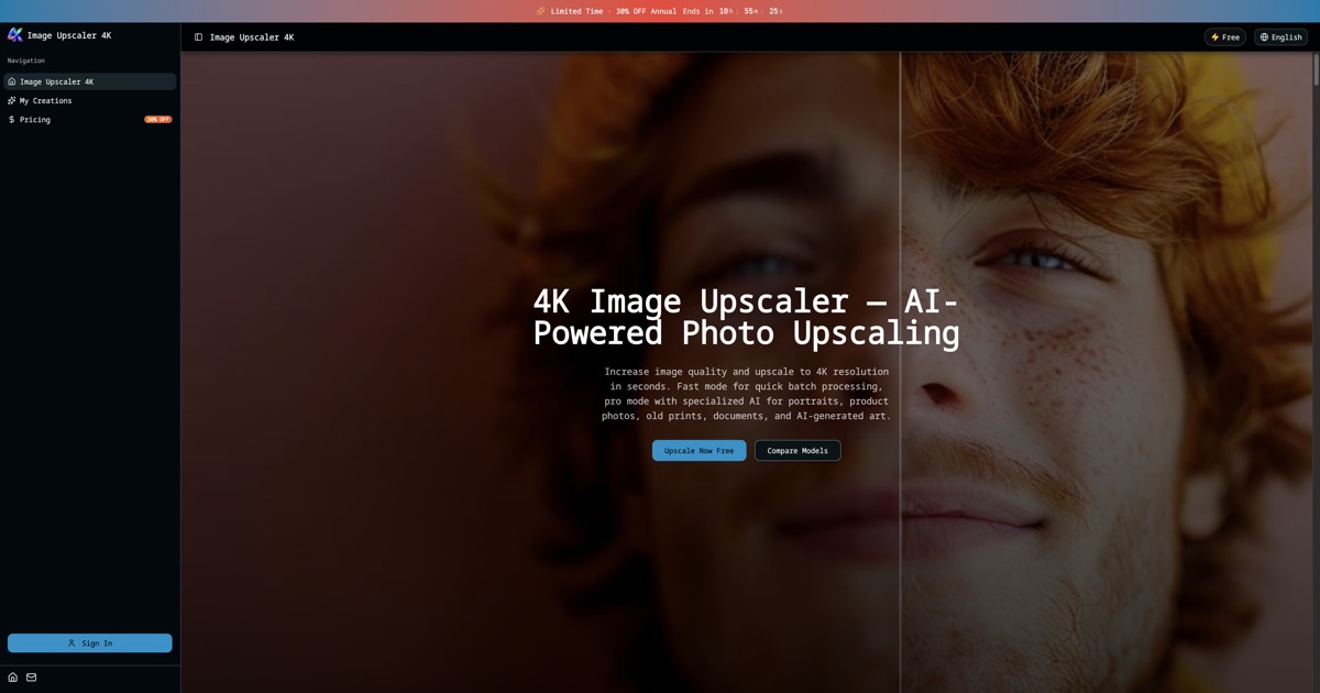 Image Upscaler 4K website preview