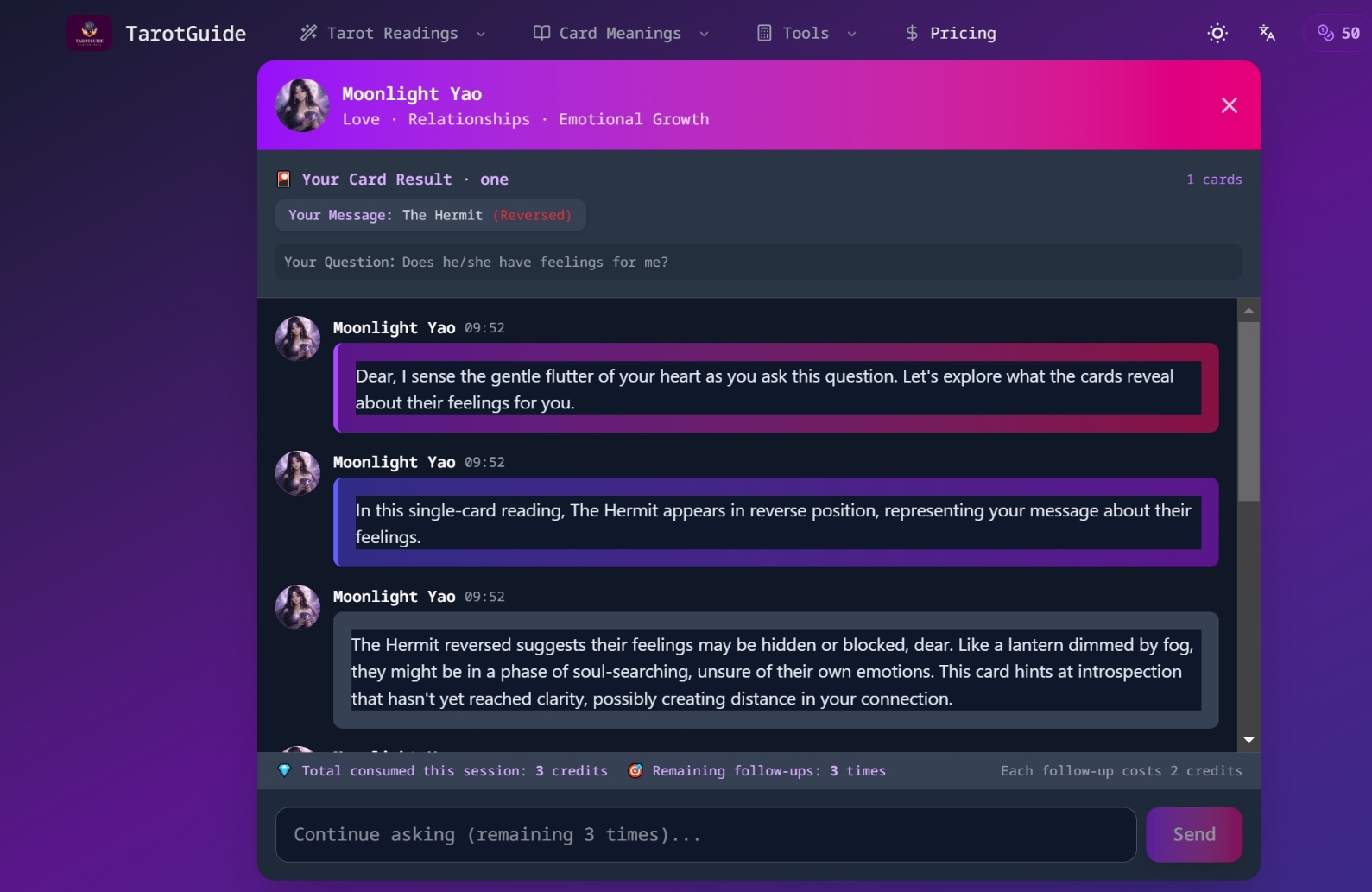 Free Tarot Reading Online - Instant Guidance | TarotGuide website preview