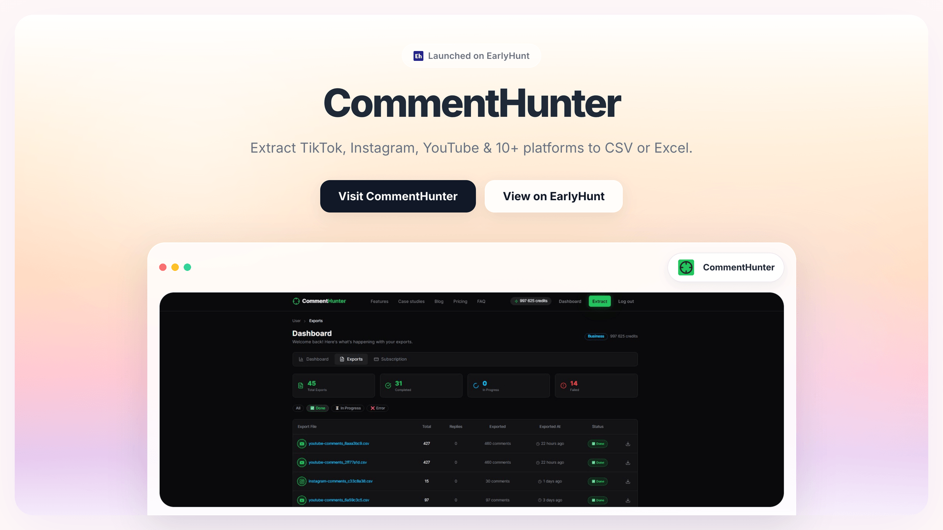 Streamline Social Media Data with CommentHunter's Extraction Tool
