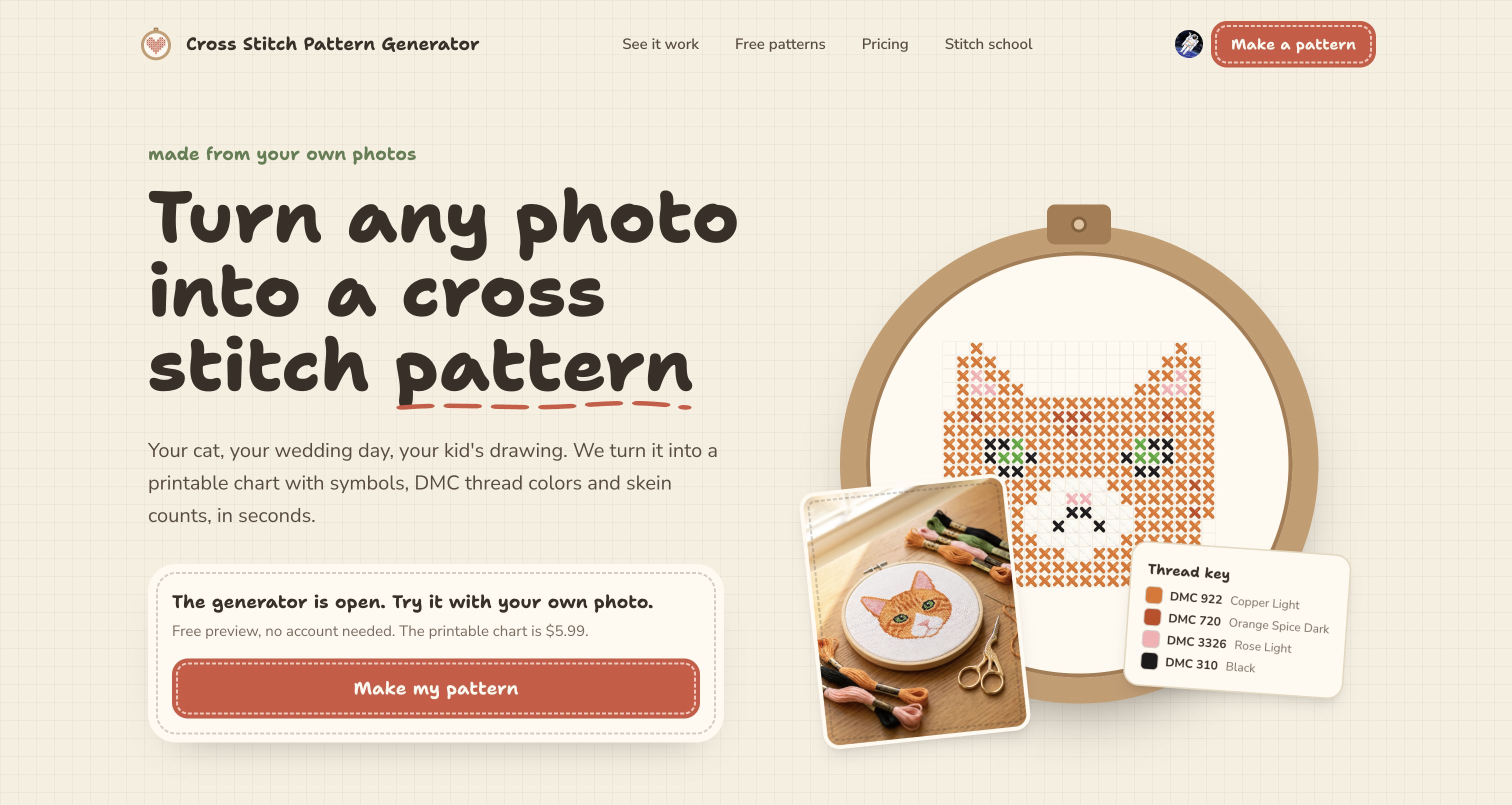Cross Stitch Pattern Generator preview
