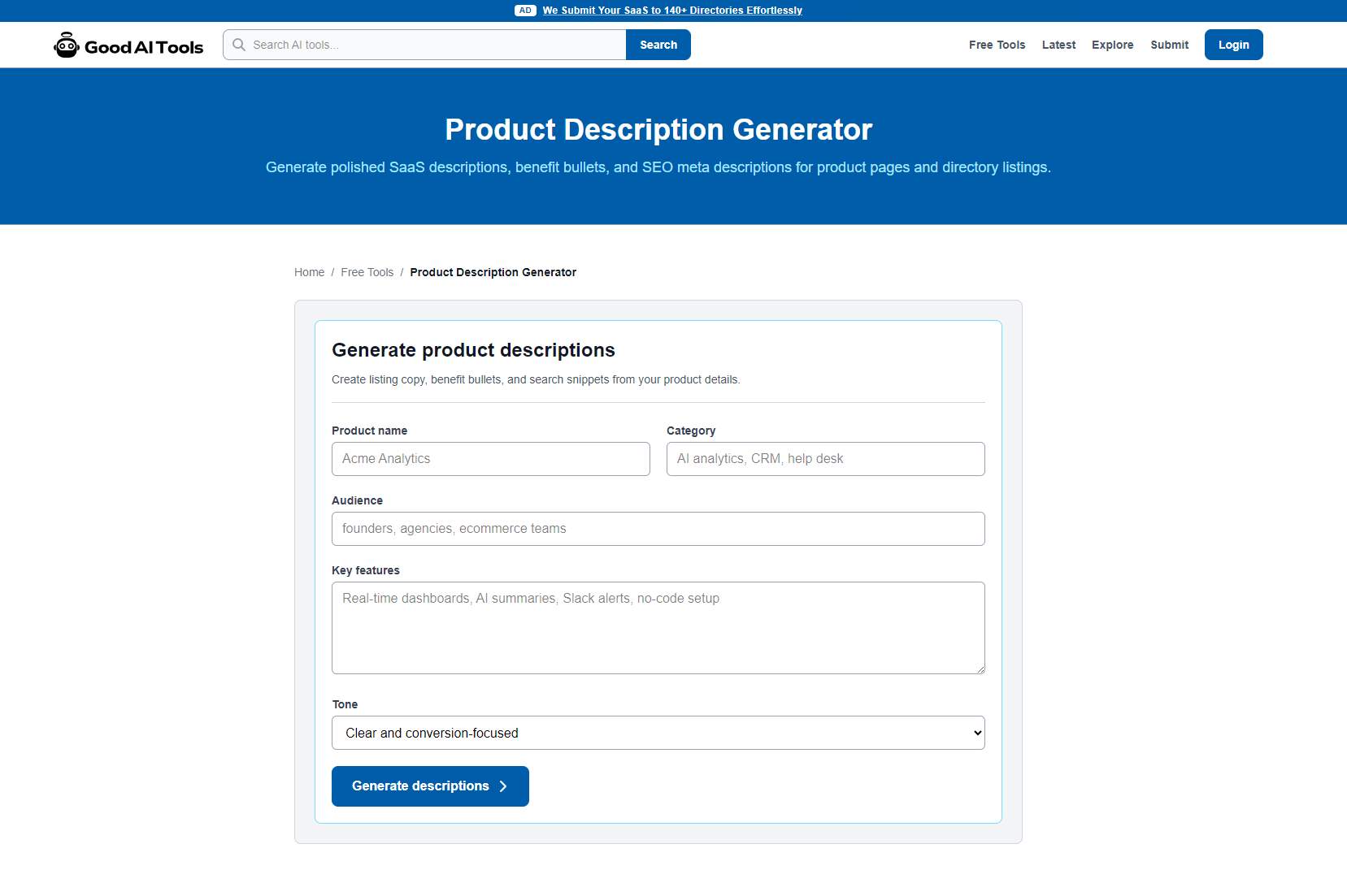 Product Description Generator preview