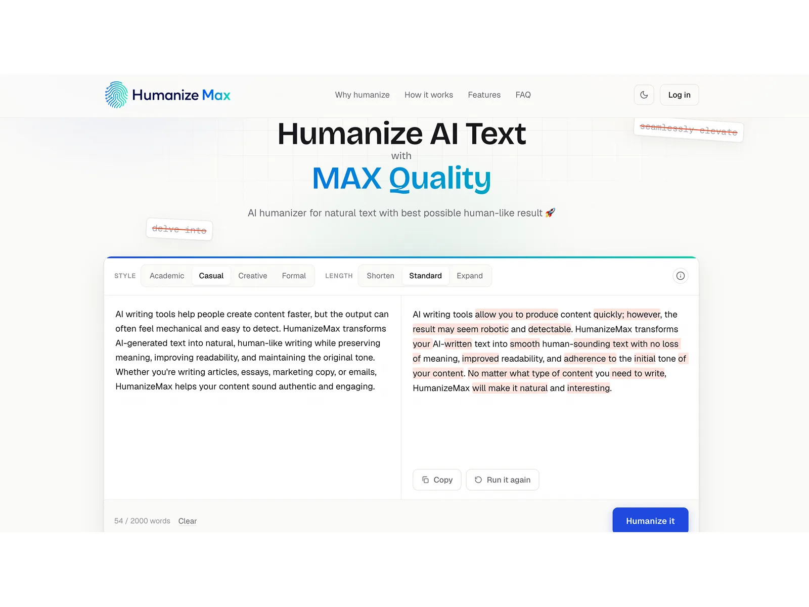 Humanize Max preview