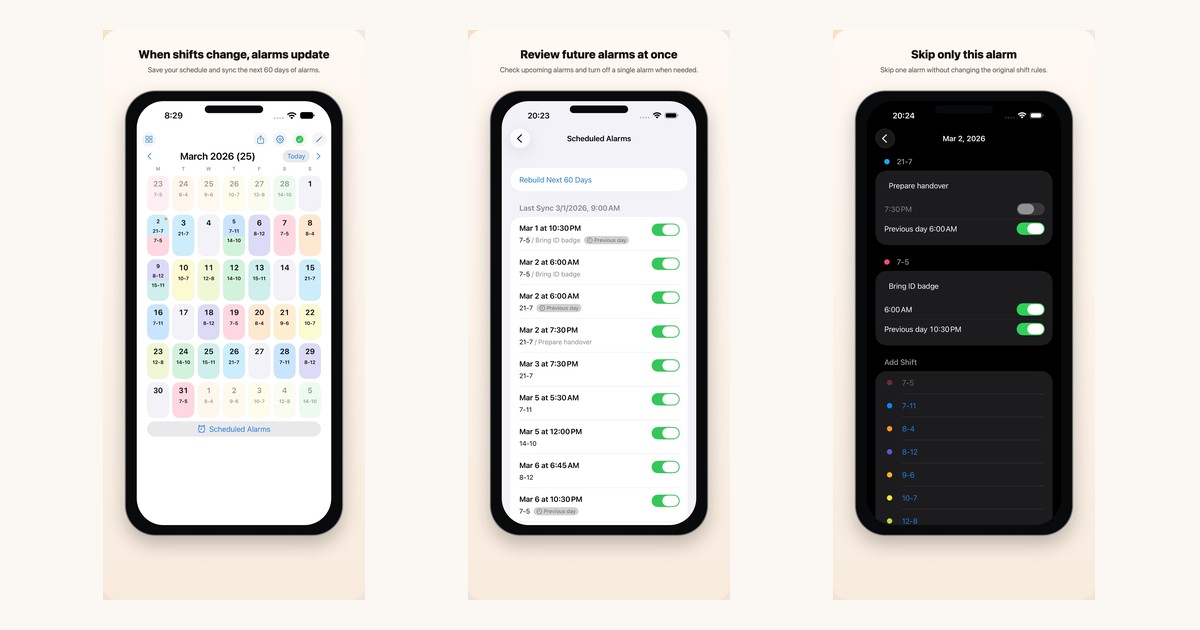 Shift Calendar Alarm preview