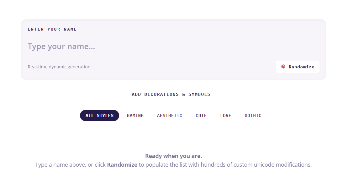 Nickname Generator preview