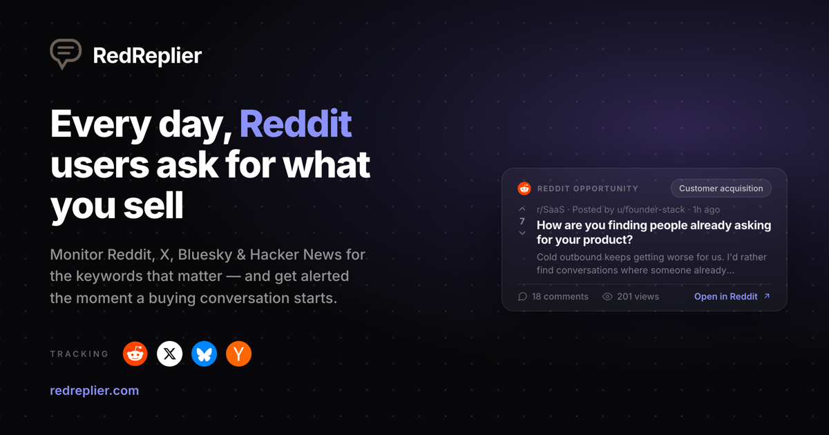 Reddit Keyword Monitoring to Find Customers | RedReplier screenshot 1