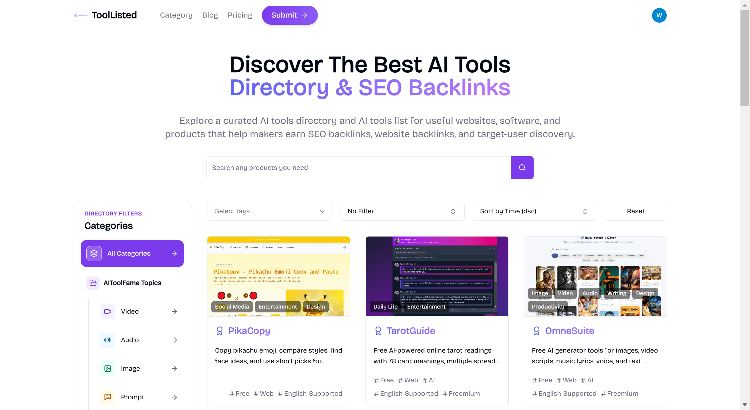 Best AI Tools Directory & SEO Backlinks List | ToolListed - ToolListed preview
